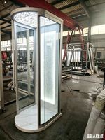 Panneau décoratif personnalisé en verre trempé avec cadre rond en acier inoxydable, revêtement en cuir PU, bande LED, pour plafond, maison de luxe et ascenseur automobile