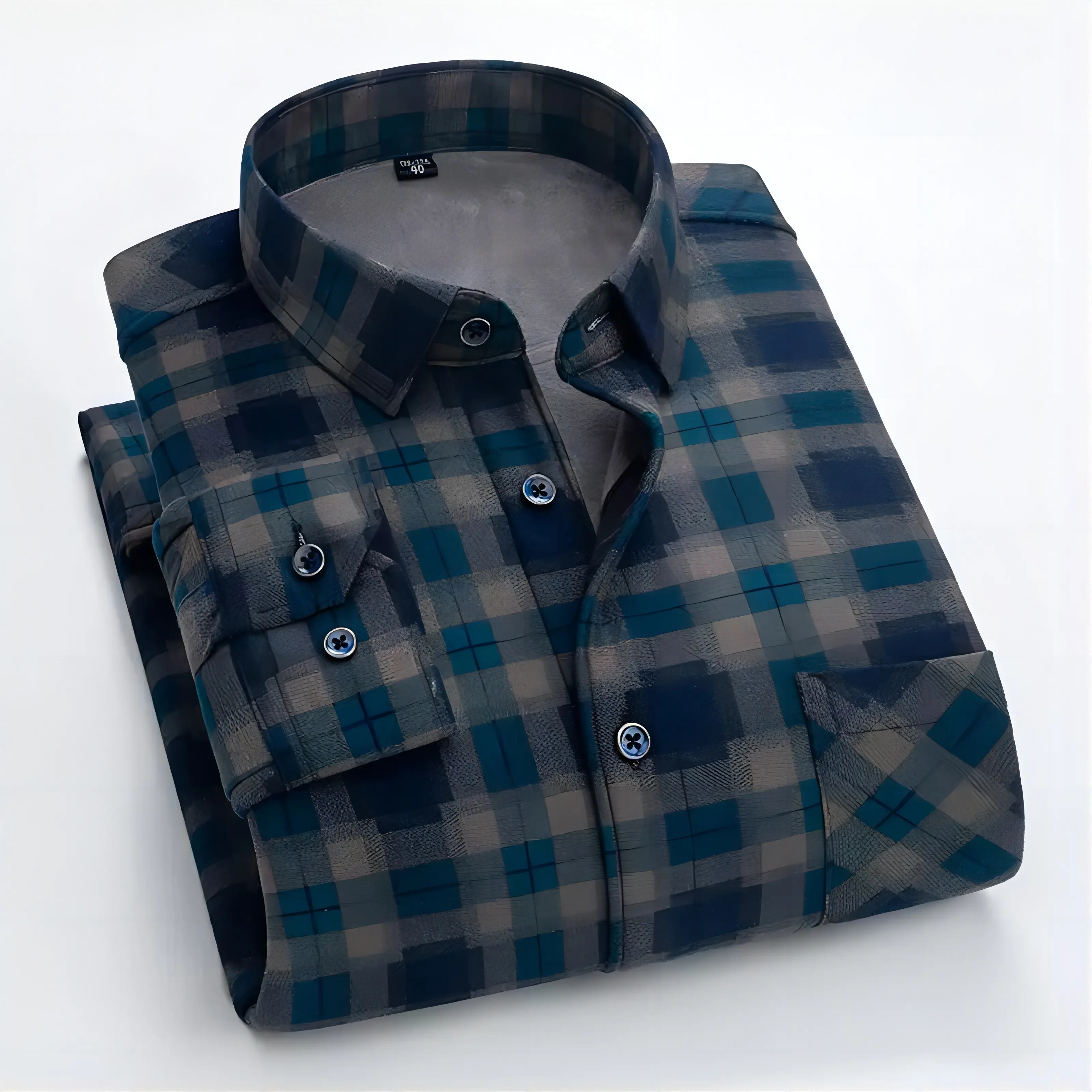 Winter Plus Size Mens Shirts Fleece Flannel Lined Long Sleeve Button Down Shirts