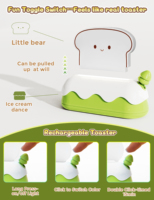 ZHILAI Veilleuse LED Moderne Mini Kawaii en forme de grille-pain, RVB, rechargeable USB Type-C, à intensité variable, 3000K, alimentée par batterie, pour chambre à coucher