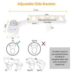 Asiento de inodoro con bidé Db, accesorio de ABS, pulverizador de agua fría no eléctrico, doble boquilla, lavado femenino, diseño ovalado minimalista - Product Image 6