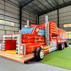 Parcours d'obstacles gonflable géant sur le thème du camion Offre Spéciale Lepai et du guerrier Ninja pour les fêtes en plein air des enfants - Product Image 1