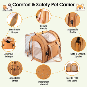 Large Capacity Breathable Portable Expandable Pets <b>Backpack</b> Solid <b>Cat</b> & Dog Carriers Bag for Outdoor Hiking Travel Camping - Product Image 3