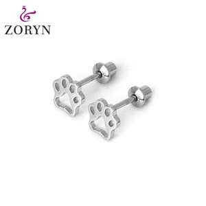 316LStainless Teel <b>Silver</b> Plated Screw Back StudEarrings Pink CZ Stone Four-Prong Setting Hypoallergenic Durable Cartilage <b>Studs</b> - Product Image 3