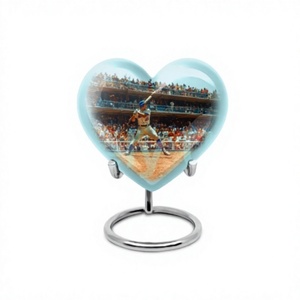 Urna de cremación conmemorativa con temática de béisbol para cenizas humanas, urna de calor grande decorativa con soporte y bolsa de terciopelo gratis - Product Image 1