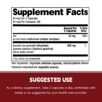 Capsules de quercétine infusées au zinc OEM/ODM, formule immunitaire et antioxydante avec soutien minéral, production en vrac personnalisée
