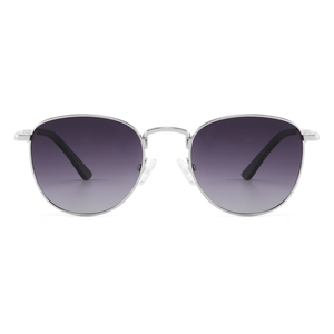 Gafas de Sol Unisex Ovaladas con Montura Metálica Completa, Lentes Grises Degradados, 100% Protección UV, para Exteriores, Adultos - Product Image 1