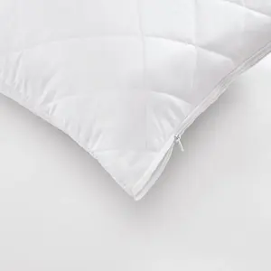 Zippered White Modern Woven <b>Waterproof</b> Quilted <b>Pillow</b> Cover Shell for Home Hospital & Hotel Use - Product Image 3