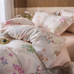 Parure de lit quatre pièces en Tencel, coton et lin, imprimé floral frais, teinture réactive, pour toutes les saisons, style drap - Product Image 2