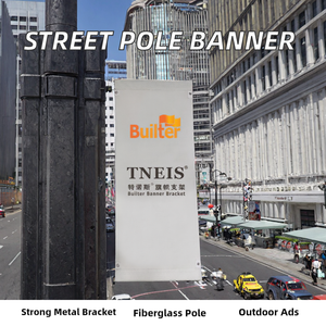 Custom Outdoor Street Pole <b>Banner</b> Bracket with Metal Frame and Fiberglass Flagpole for Digital Printed Advertising Display - Product Image 2
