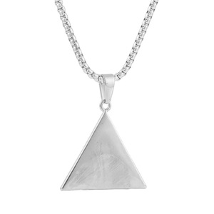 Colgante de ojo piramidal de acero inoxidable en tono dorado para hombre y mujer, collar con dije temático para uso diario, cadena de 3.0*60cm - Product Image 3