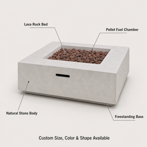 Estufa de Leña para Exteriores, Mesa de <span class=keywords><strong>Chimenea</strong></span> Ecológica de Piedra, Calentador de Patio Independiente para Jardín, Terraza, Fiestas Nocturnas Acogedoras - Product Image 4