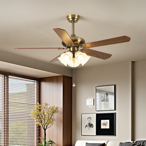 <b>Vintage</b> Style Ceiling Fan With Wood Blades And Led Light For Living Room And Dining Room - Product Image 1