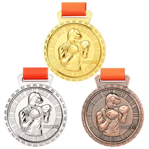 Vente en Gros de Médailles Précieuses Trophée d'Or Médailles Miniatures pour la Boxe Course de Football