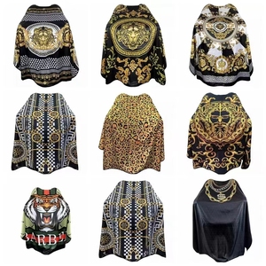 Delantal de peluquero de salón con logotipo personalizado de salida de fábrica profesional Capa de barbería de poliéster - Product Image 6