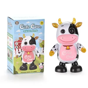 DF new product ideas 2021 toy animal Hot Smart Dancing Baby Cute Cow Electric Toy Kids Dancing Toy Musical Walking