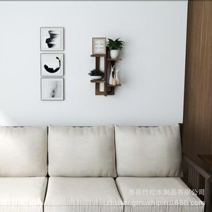 Étagère murale en bois pour plantes, 2 niveaux, rectangulaire, rangement et présentoir pour salon - Product Image 3