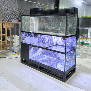 Doppelschichtiges Aquarium mit Top-Filtersystem |   Fisch- und Schildkröten-Zuchtbecken, Marmor-Design - Product Image 1