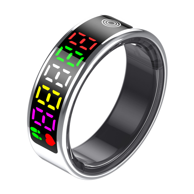 R9 Plus Stainless Steel Smart Ring with App Control Stress Monitoring LED Display & Gesture Control-Smart Wearable Ring