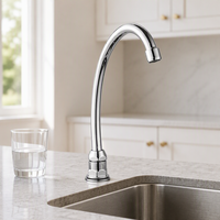 Robinet à pédale en laiton chromé pour eau chaude, mitigeur mains libres avec bec rotatif en acier inoxydable G1/2