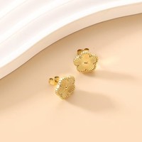 Superbe ensemble de bijoux INS tendance en acier titane de 13 mm avec trèfle à cinq feuilles porte-bonheur : collier, bracelet et boucles d'oreilles pour femme