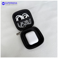 Étui pour écouteurs en similicuir EVA gravable au laser, mini étui en cuir pour écouteurs, étui rigide de voyage en EVA pour accessoires d'écouteurs, avec logo personnalisé
