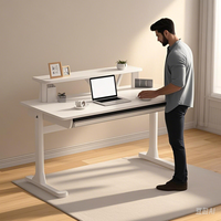 Bureau debout ergonomique moderne blanc en bois avec tiroir, réglable en hauteur, pour usage commercial et bureau à domicile