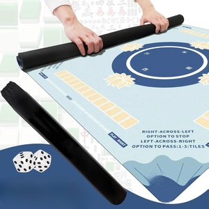 Tapis de Mahjong de Luxe en Caoutchouc Bleu Antidérapant et Anti-Bruit de 31,5 x 31,5 Pouces pour le Divertissement - Vente en Gros Usine - Product Image 4