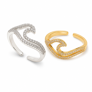 Anello a doppia onda, design bicolore, accessori alla moda per l'uso quotidiano - Product Image 1