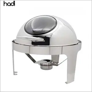 HD wholesale hotels cheffing dishes commercial cheap round roll top buffet serving food warmer set silver chaffing dishes buffet