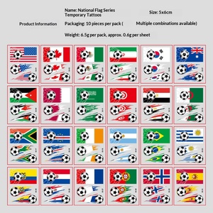 2026 para eventos transfronterizos: Nuevas pegatinas de tatuajes con formas geométricas ecológicas de bandera nacional para aficionados al fútbol y eventos patrióticos. - Product Image 2