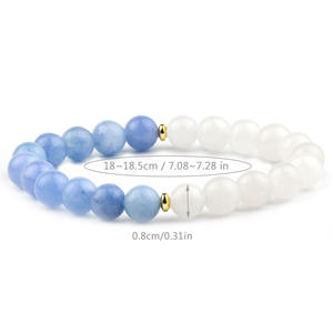 Pulsera de cuentas azules Pulsera de cristal de piedra natural Joyería hecha a mano para mujer - Product Image 6