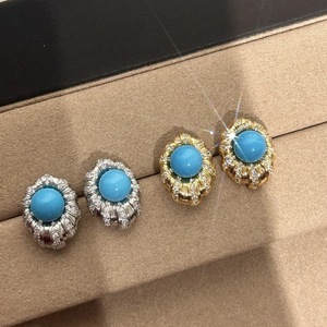 Giấc Mơ Màu Xanh dát phốt pho màu xám bạc kim thả Bông tai đẹp màu xanh đẹp thông với đầy đủ kim cương Trứng ngỗng - Product Image 3