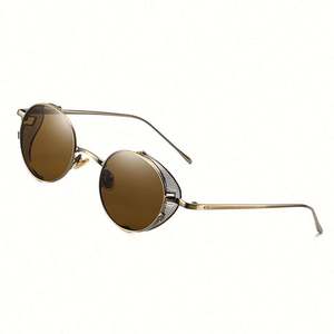 Nouveautés 2020 Mode Vintage Lunettes de soleil steampunk pour hommes et femmes Logo personnalisé Lunettes de soleil rondes en métal - Product Image 1