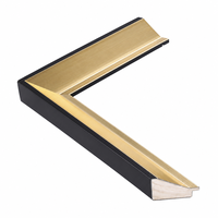 Marco de Madera Moderno 4638 Negro y Dorado, Moldura de 44 mm de Ancho, Marco de Madera de Pino para Pinturas al Óleo, Arte de Pared para Galerías, Venta al Por Mayor