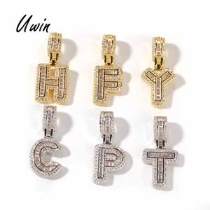 Ciondolo Charm con Lettere dell'<span class=keywords><strong>Alfabeto</strong></span> A-Z in Zucchero di Roccia, Collana con Iniziale Singola Mini per Uomo e Donna, Gioielli Stile Rapper - Product Image 1
