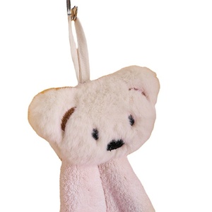 Toalla de Mano Personalizable <span class=keywords><strong>JENNIFER</strong></span> en Stock al por Mayor con Diseño de Oso de Dibujos Animados, Borde Bordado y Colgador, de Vellón Coral - Product Image 5