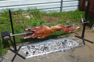 <span class=keywords><strong>Kit</strong></span> de rôtissoire électrique - Rôtissoire BBQ en acier inoxydable avec moteur et supports réglables - Product Image 3