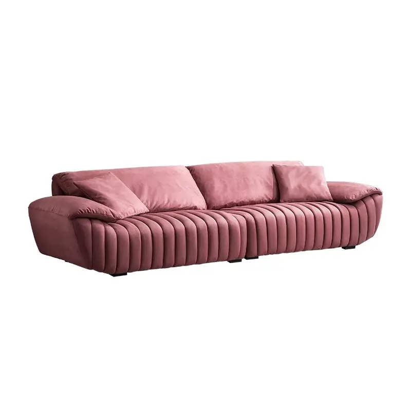 Modern Pink down Sofa with Adjustable Backrest Soft Bag Suite for Living Room Furniture