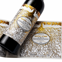 Étiquette de vin de luxe personnalisée, impression gaufrée, dorure à chaud, vernis UV, papier texturé imperméable pour bouteilles de vin