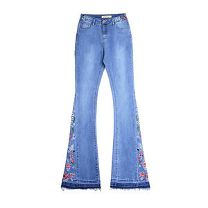 Taille UE Jeans en denim de haute qualité à broderie de <span class=keywords><strong>fleurs</strong></span> pour femmes - Product Image 5