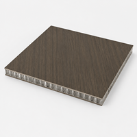 Panneau en nid d'abeille en aluminium résistant au feu, léger, écologique, à grain de bois brun foncé personnalisé pour revêtement intérieur moderne