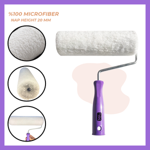 Rouleau à peinture professionnel en microfibre, poils de 20 mm, pour murs intérieurs et extérieurs, peintures à base d'eau satinées - Product Image 2