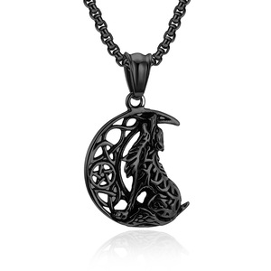 Collar de moda retro personalizado y único, estilo punk vikingo con lobo lunar dominante, superventas transfronterizo - Product Image 5