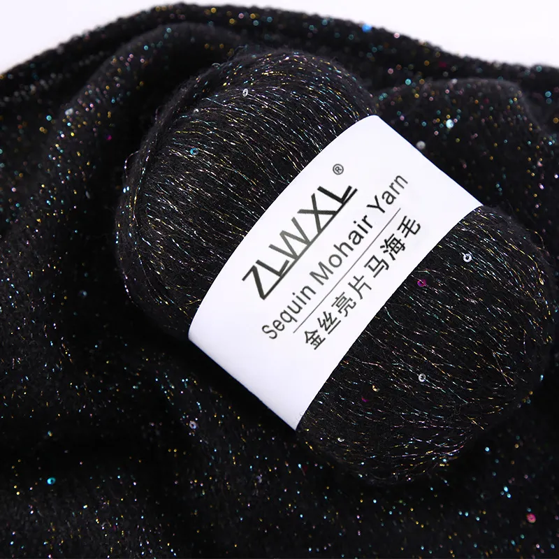 50g/boule de paillettes Mohair Filigree sequin fil bricolage main Weaver bébé pull fin tricoté chemise écharpe chapeau fil