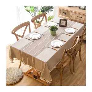 Wholesale jacquard linen rectangular table cloth custom cotton linen supplier for living room