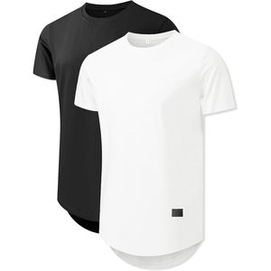 2025 Lot de 2 t-shirts à col rond en coton pour hommes Hipster Hip Hop Longline Tees avec poids de 240 et 280 grammes Méthodes d'impression d'écran - Product Image 3