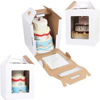 Boîtes à gâteaux hautes de 12x12x14 pouces, boîtes de boulangerie jetables renforcées, porte-gâteaux hauts, grandes boîtes à gâteaux à étages avec fenêtres et poignées