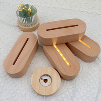 Lampe de nuit à led 3D Illusion Base de lampe en bois ovale Base de veilleuse en bois RGB Lampe à illusion 3D pour lumière USB acrylique vierge