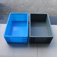 Caisse de rangement rigide en plastique Euro Standard avec couvercle attaché, grise/bleue, empilable, personnalisable pour le déménagement