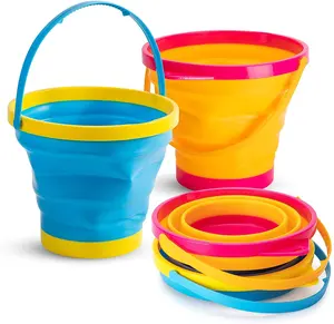 DADI Factory OEM/ODM 2-7L Round Summer Outdoor&Indoor Portable Silicone Sand Folding Bucket Silicone Beach Bucket Set And Spade